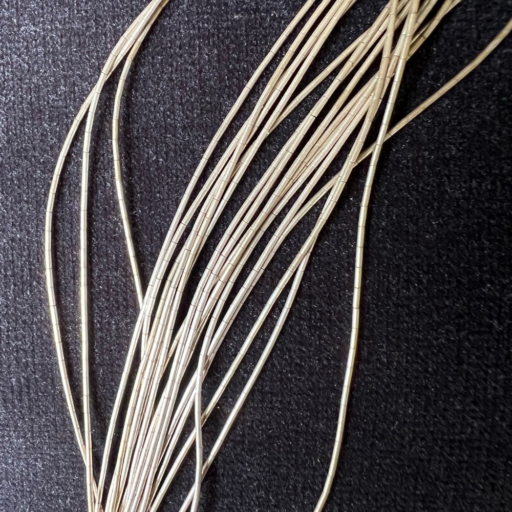 Twenty strands of Sterling Silver Heishi
18-20 inches Liquid Silver Necklace